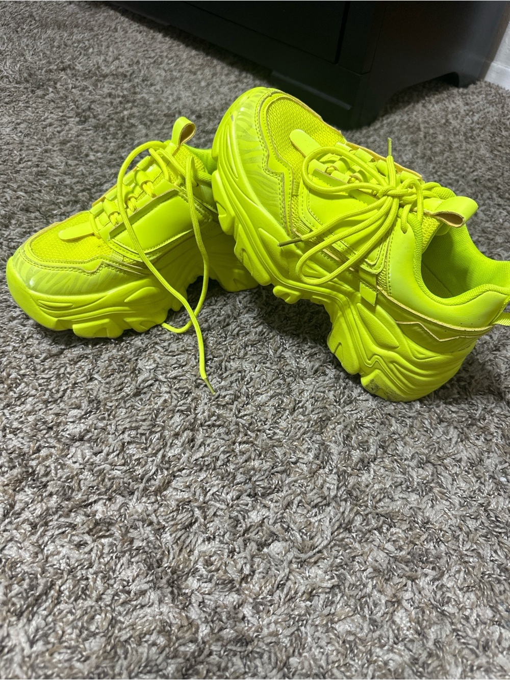Neon Yellow Platform Women's Chunky Sneakers